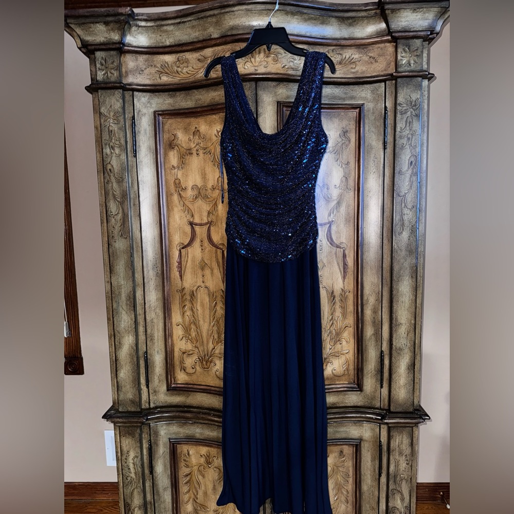 dark blue dress with sequins